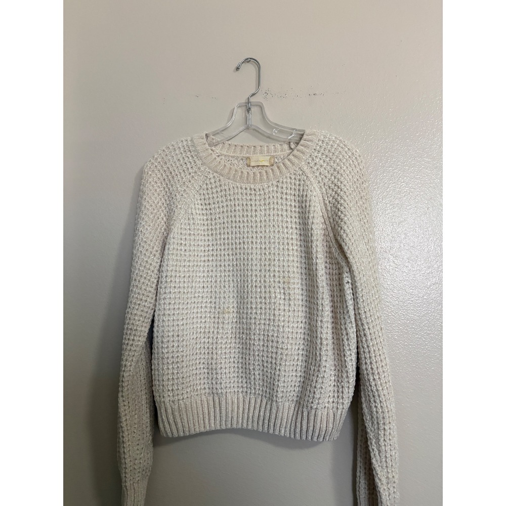 Altar'd State Cream Chenille Waffle Knit Raglan Sweater Women's Large Pullover